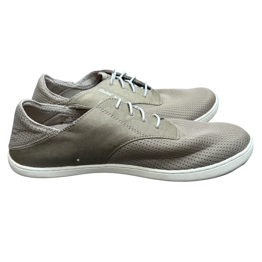 OluKai Shoes Men 10 Grey Nohea Moku Boat Shoe Sneaker Casual Breathable Comfort